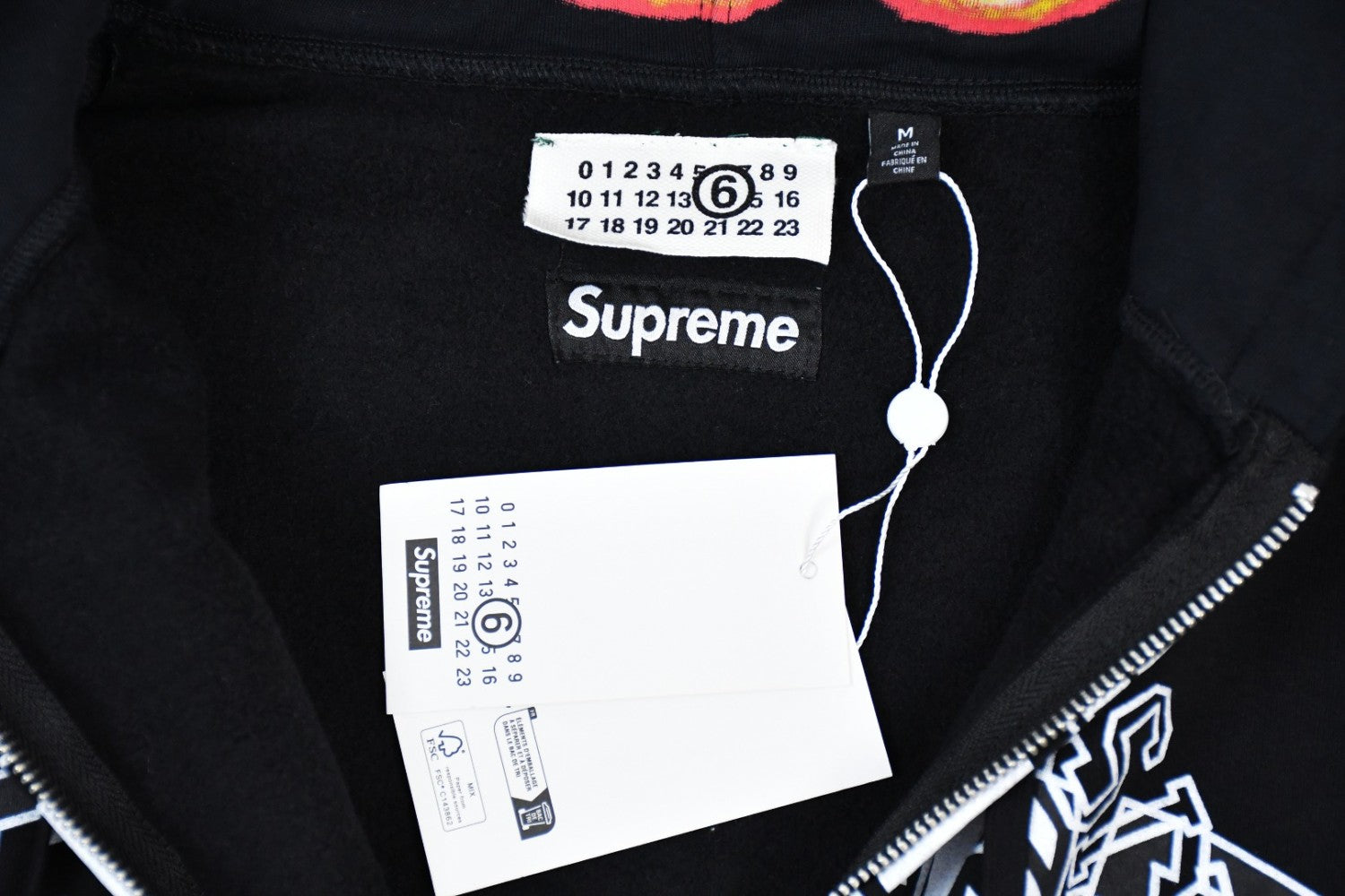 SUPREME X MM6 MAISON MARGIELA Men's Spring/Autumn Solid Colour Letter Print Hooded Skull Ghost Fire Print Zipper Long Sleeve Hooded Jacket #77861