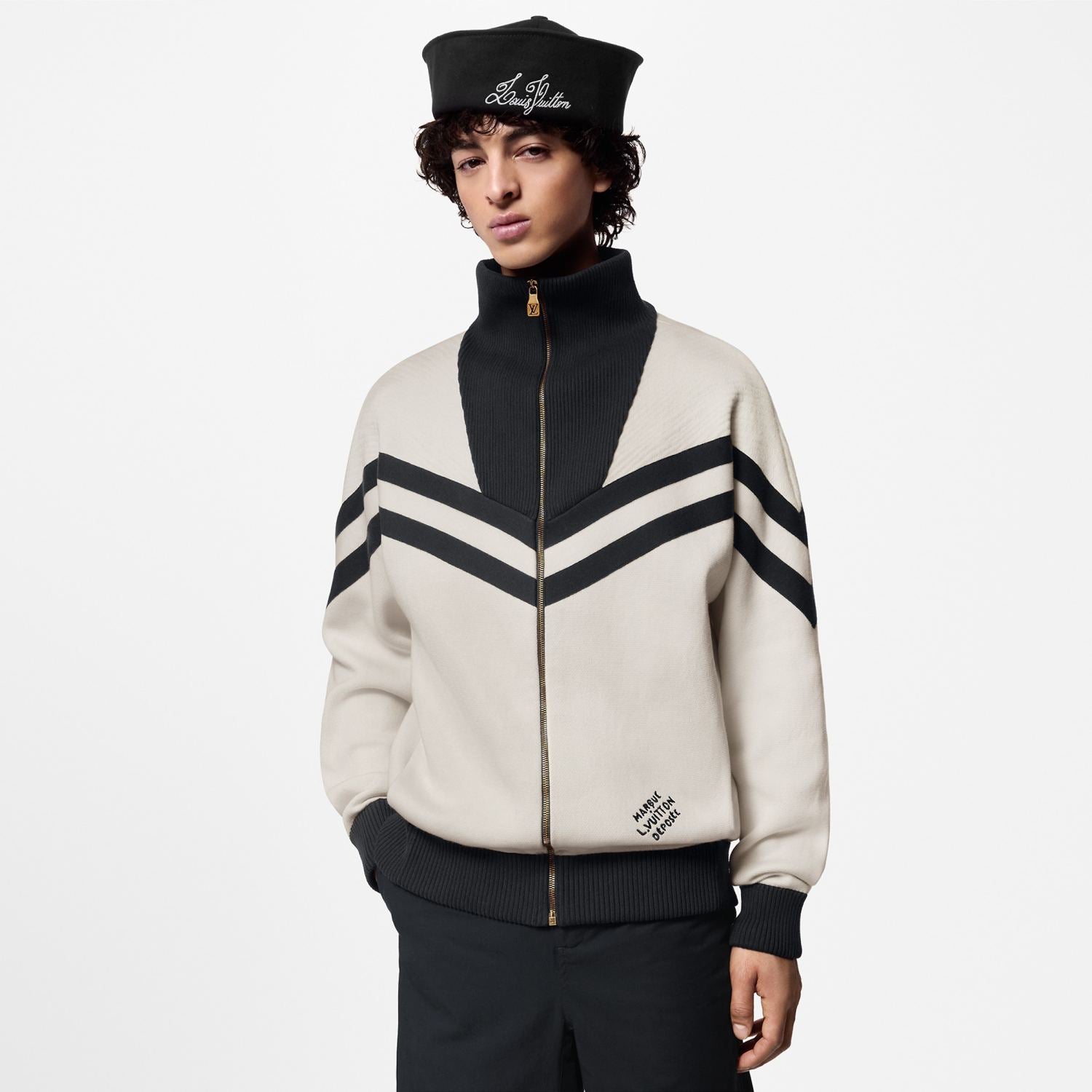Louis Vuitton Men's Spring and Autumn Striped Letter Standing Collar Zipper Cotton Long Sleeve Jacket #99767