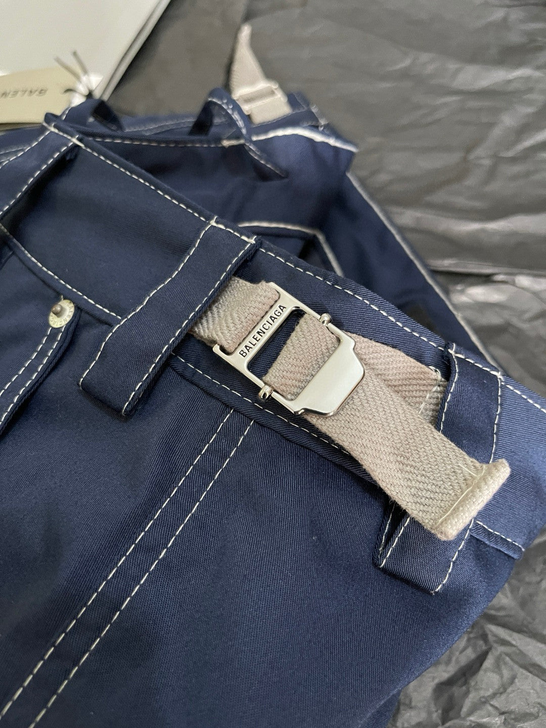Balenciaga Men's Spring/Autumn Solid Colour Button Pocket Regular Fit Work Trousers Pants #77443