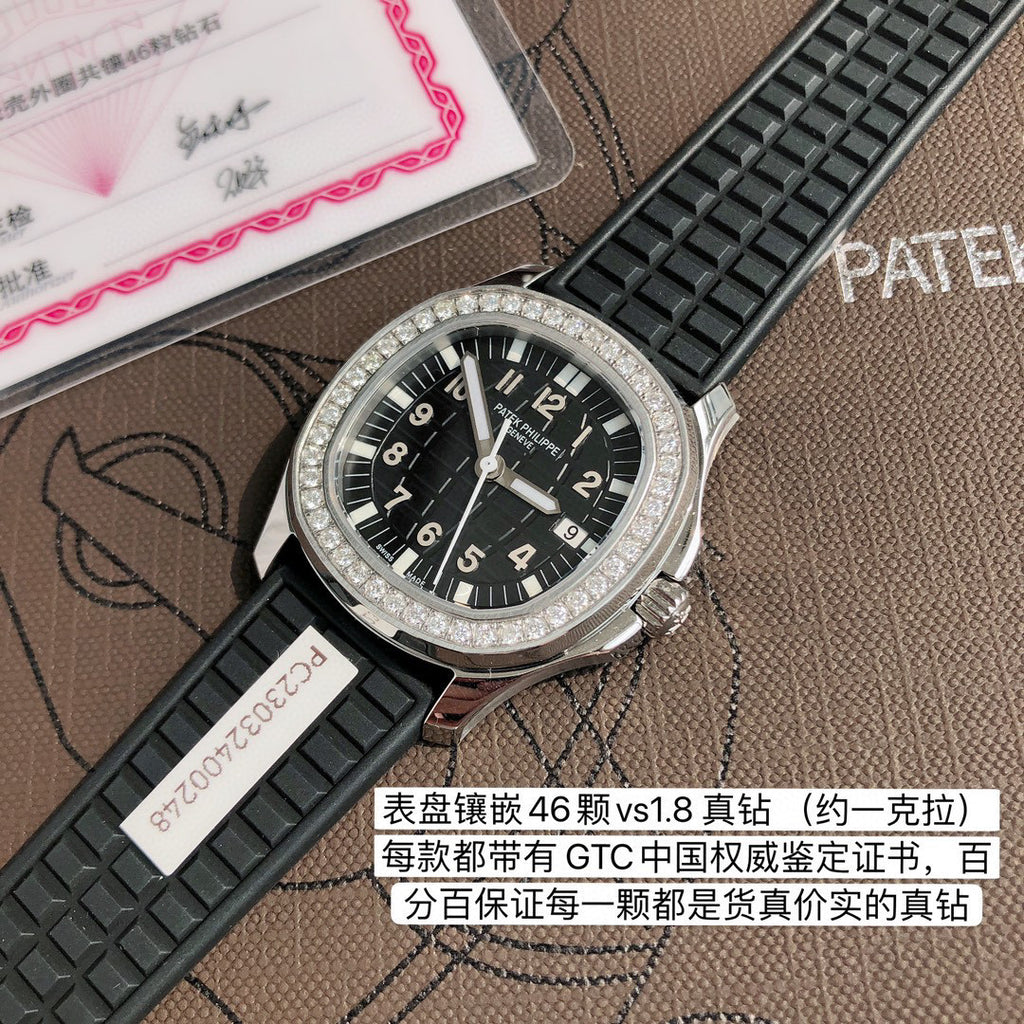 Patek Philippe Mechanical Watches With Diamonds On Silicone Straps Watch #96352