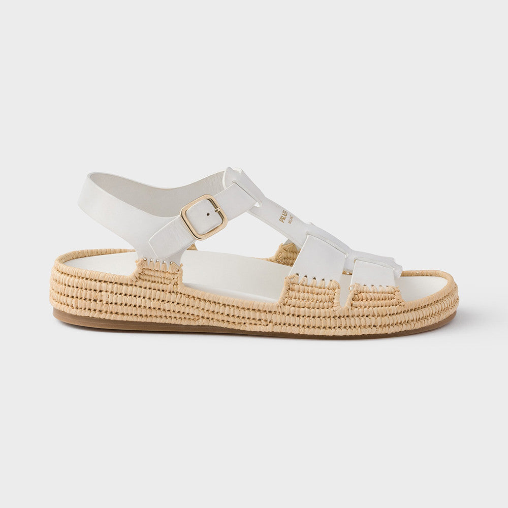 Prada Leather Fisherman Espadrille Sandals #380312
