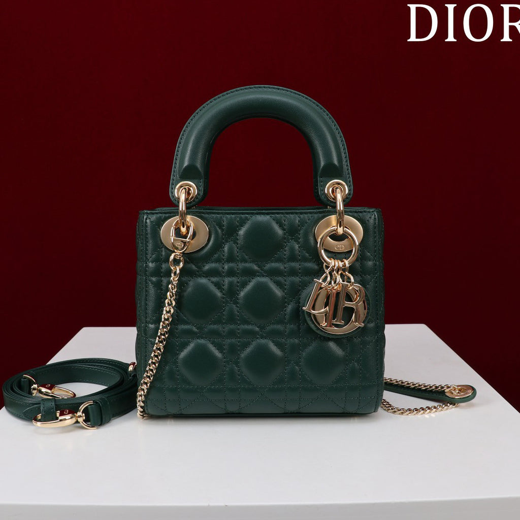 Dior Lady Women's Solid Color Metal Pendant Removable Chain Shoulder Strap Wicker Pattern Sheepskin Leather Single Shoulder Crossbody Handbag Bag Bags #77461