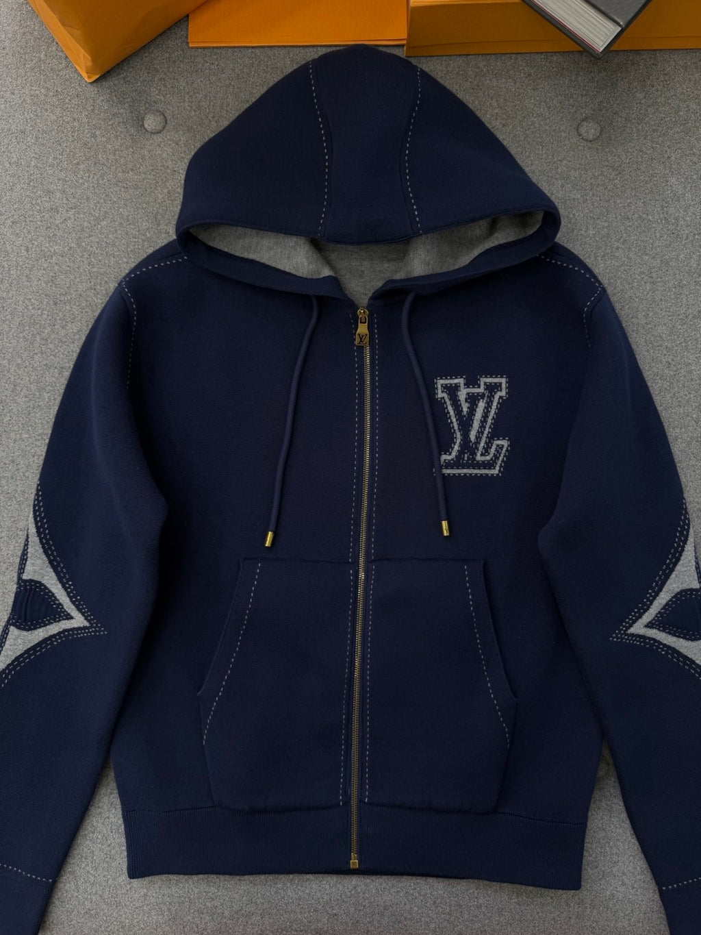Louis Vuitton Graphic Intarsia Zipped Cotton Hoodie #334469