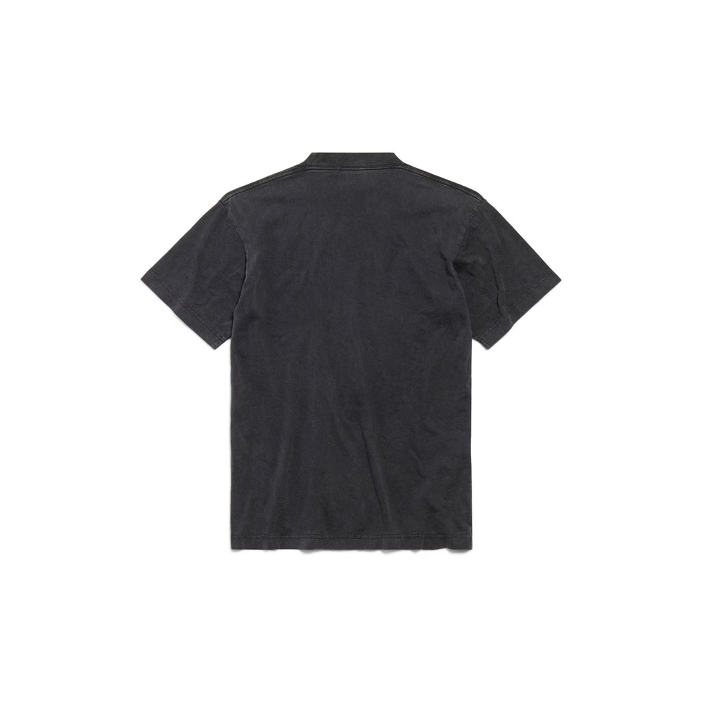 Balenciaga ﻿﻿Men's Summer Standard Print Black Faded Crew Neck Straight-Cut Knit Short-Sleeve T-shirt Ngvp #2353
