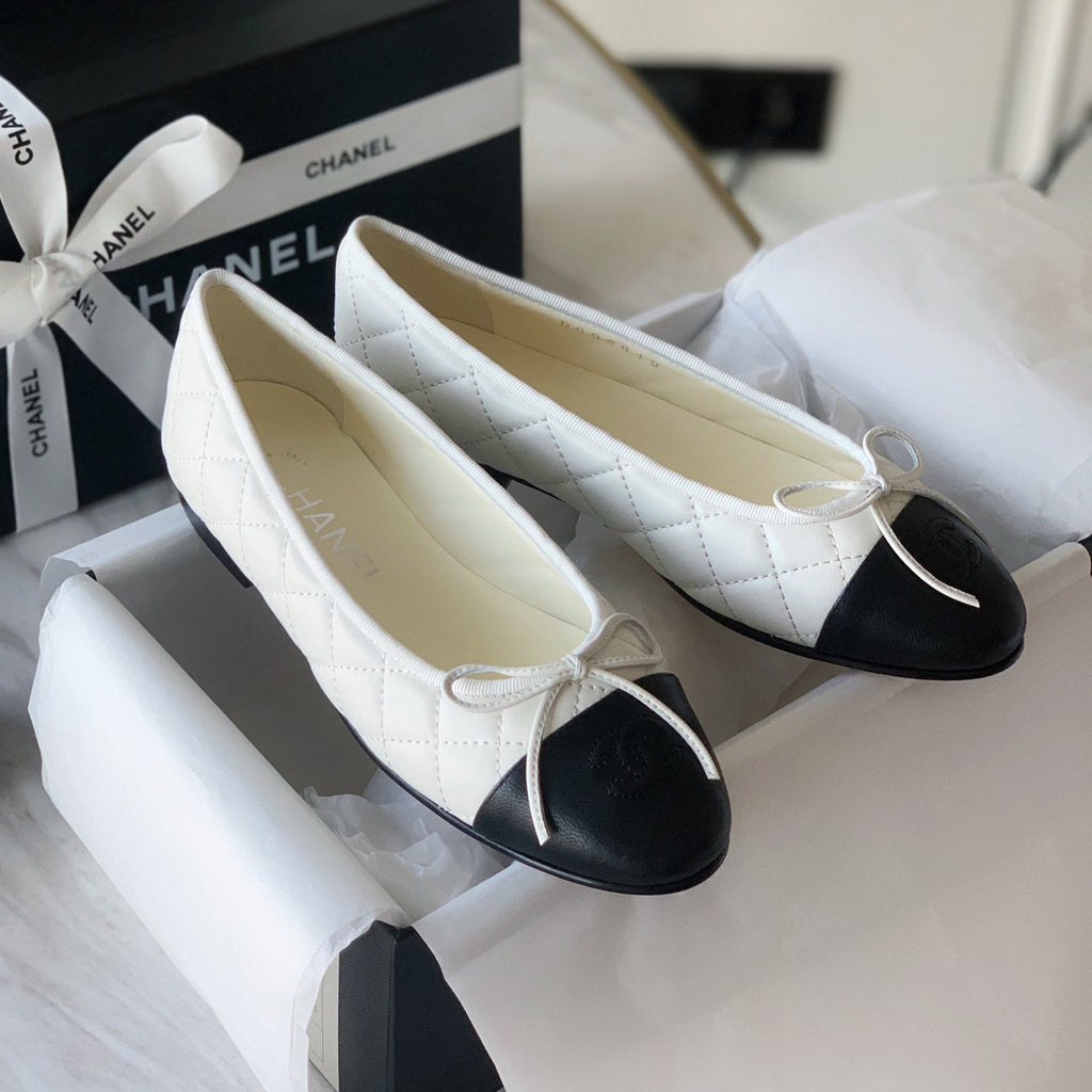 Chanel Women's Spring/Summer Solid Color Diamond Textured Leather Ballet Shoes #77665