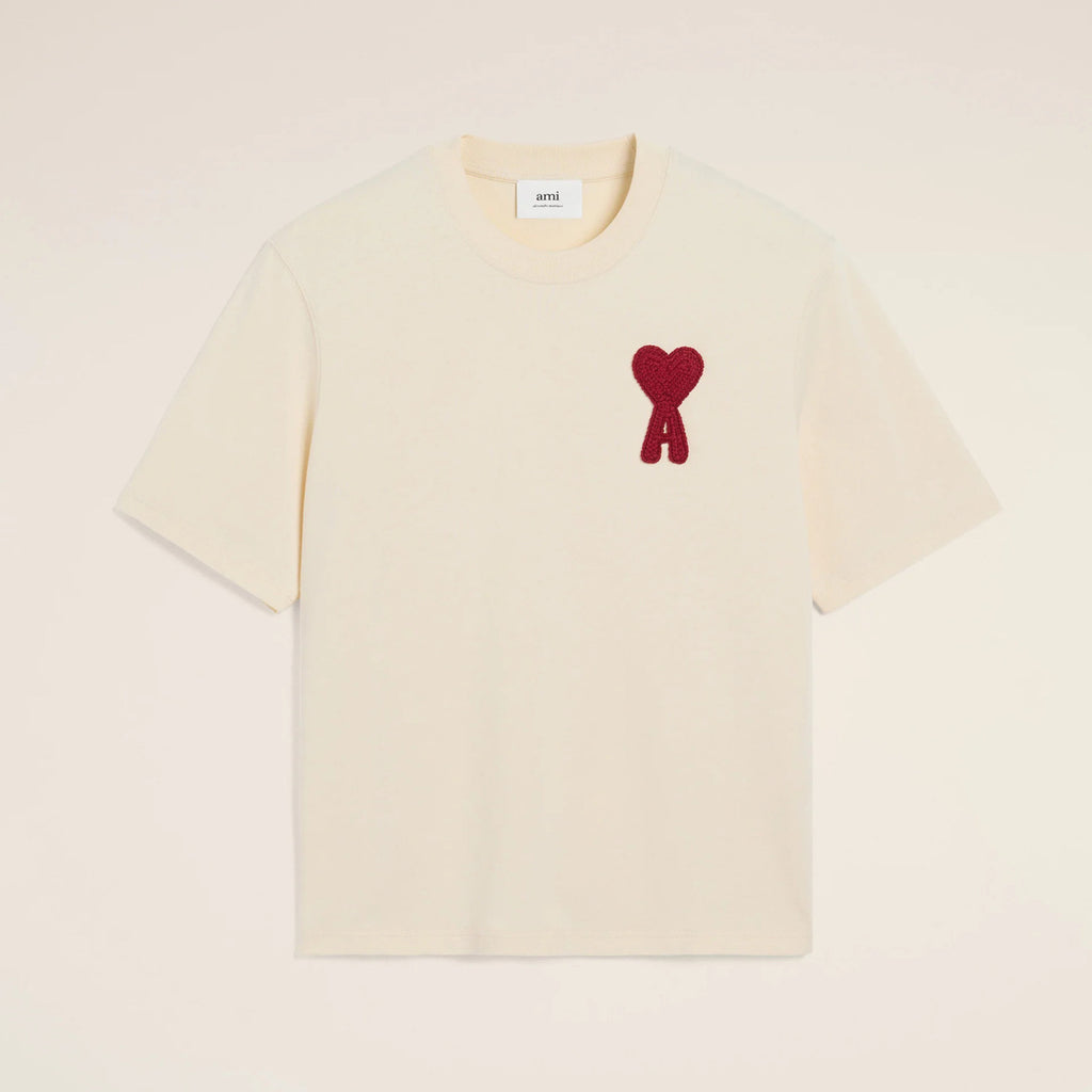 Ami Men's and Women's Solid Color Embroidered Logo Print Round Neck Cotton Short Sleeve T-Shirt #75745