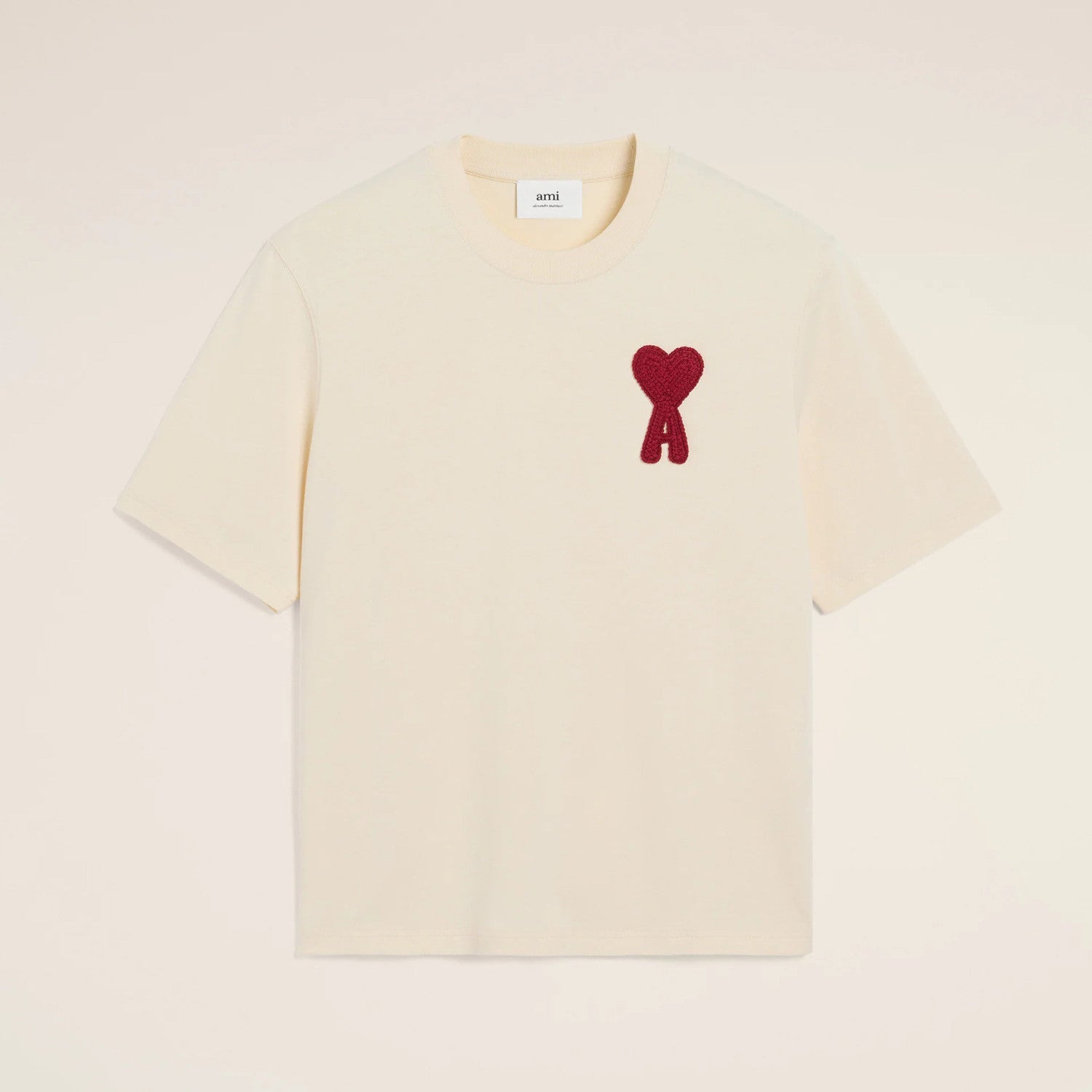 Ami Men's and Women's Solid Color Embroidered Logo Print Round Neck Cotton Short Sleeve T-Shirt #75745