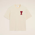 Ami Men's and Women's Solid Color Embroidered Logo Print Round Neck Cotton Short Sleeve T-Shirt #75745