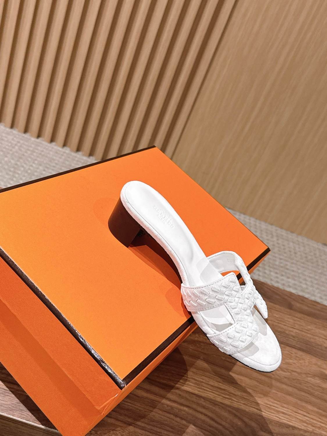 Hermès Woven Low Heel Slippers #384073