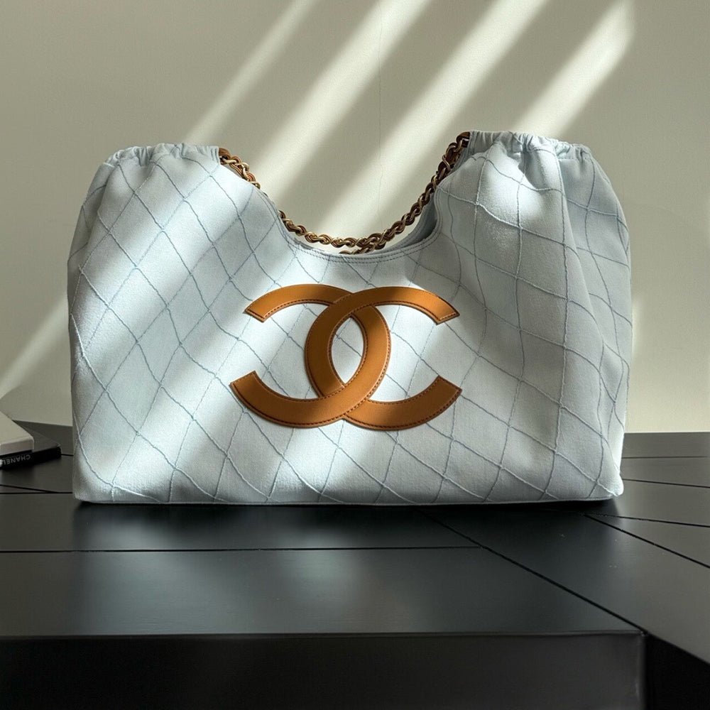 Chanel 26M Coco Beach Tote Bag In Blue Lightweight Yet Spacious With A Chain Strap That Can Be Worn Over The Shoulder Or Carried By Hand Bags Lady #197129