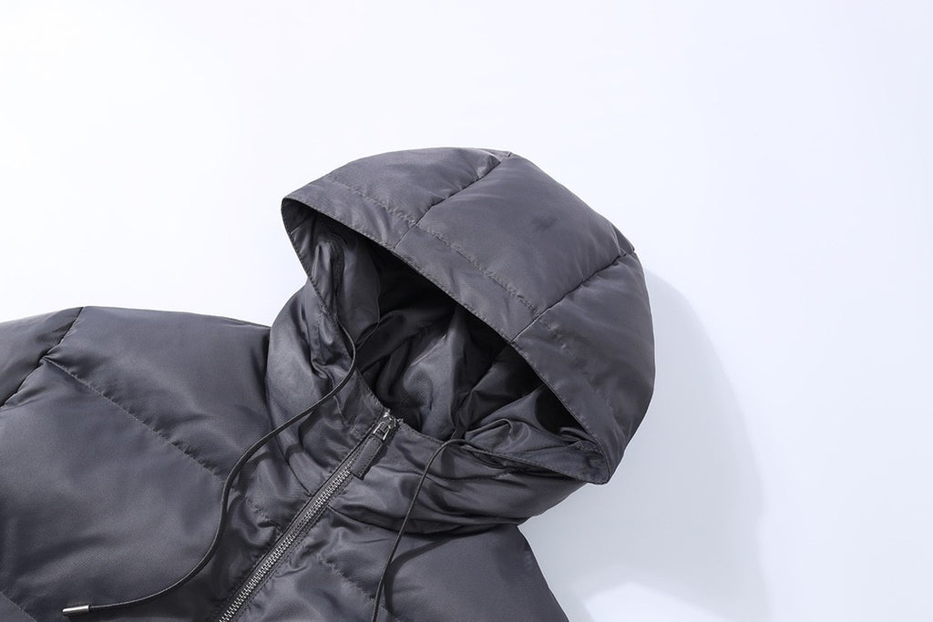 Prada Men's Autumn and Winter Solid Color Hooded Zipper Long Sleeve Puffer Down Jacket #73319