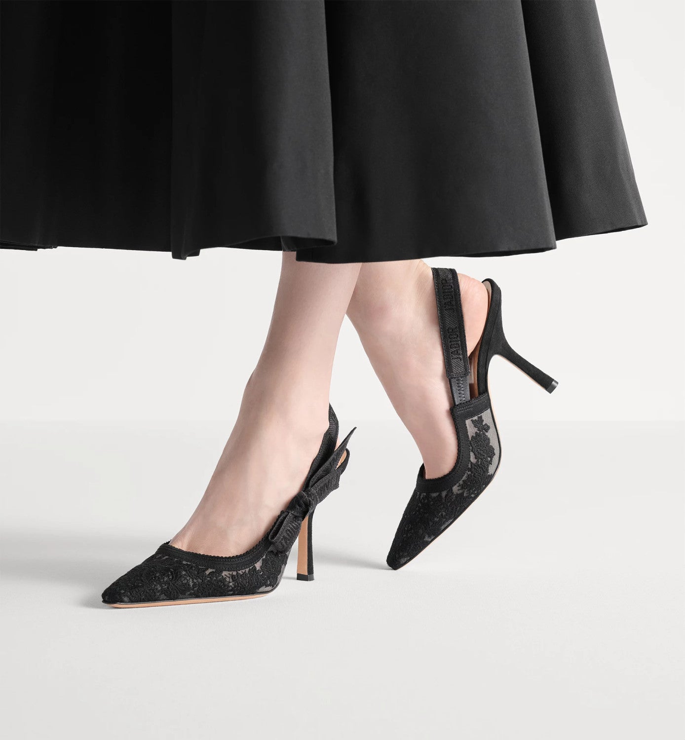 Dior Women's J'Adior Slingback Pump Spring/Summer Autumn Flower Embroidered Bow High Heels Pointed Thin Heels Casual Shoes Heel Height 6.5cm Heel Height 10.5cm #81722
