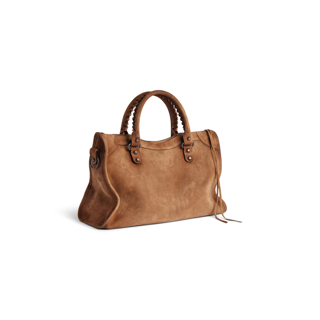 Balenciaga Women's Le City Large Handbag with Woven Handles. Solid Color Leather Crossbody Shoulder Bag. Fashionable Casual Bag Bags 8230582AB2A1143 #81498