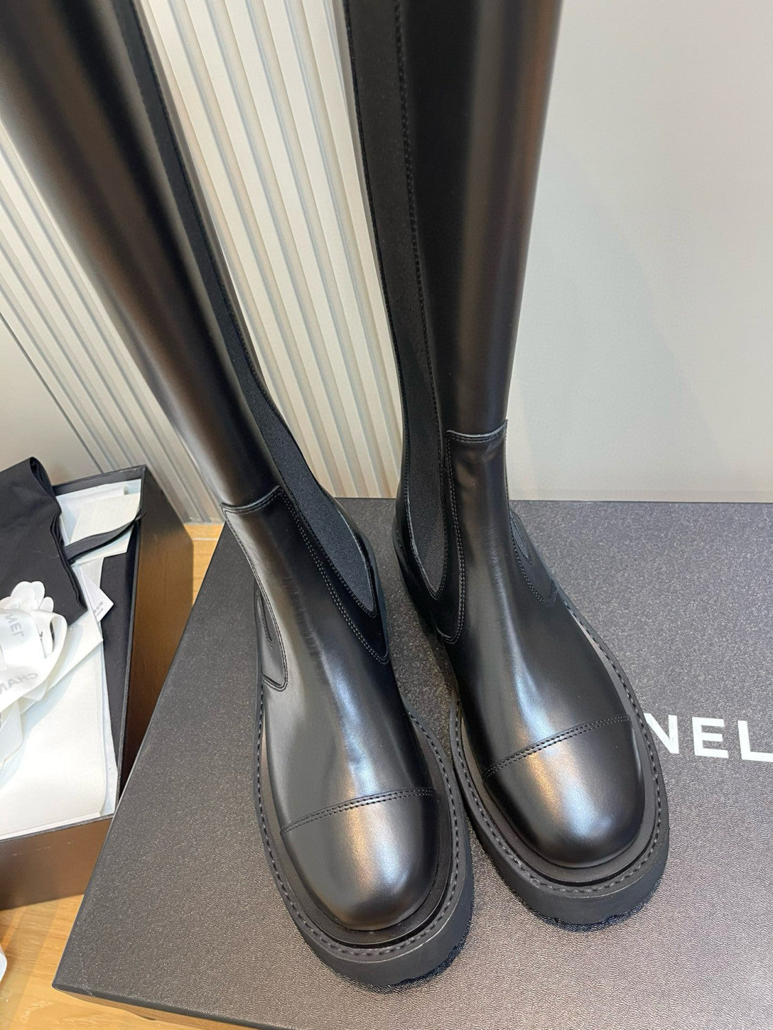 Chanel Women's Autumn/Winter Fashion Casual Round Toe Zipper Suede Sheepskin Calfskin High Top Boots  Shoes #78335
