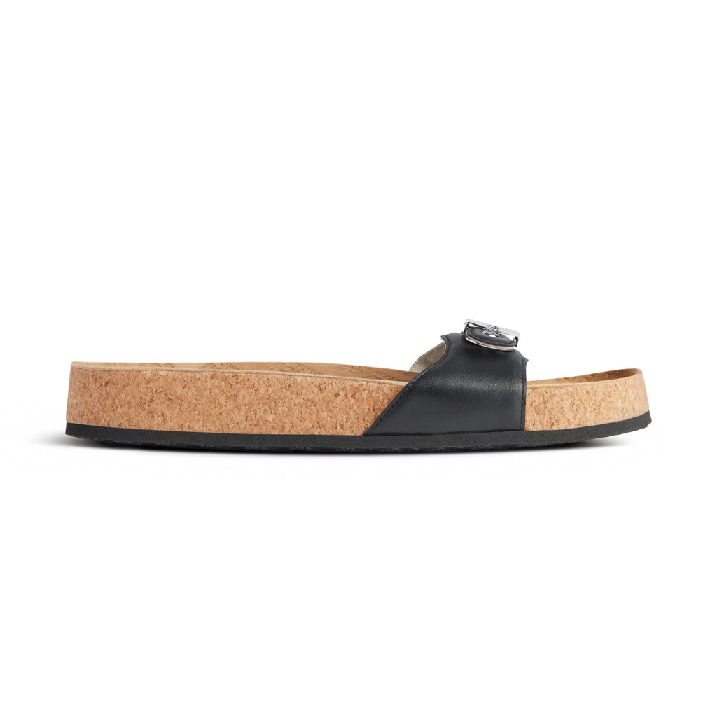 Balenciaga Scholl Men's and Women's Summer Black Cowhide Leather Flat Sandals Slippers Shoes #77655