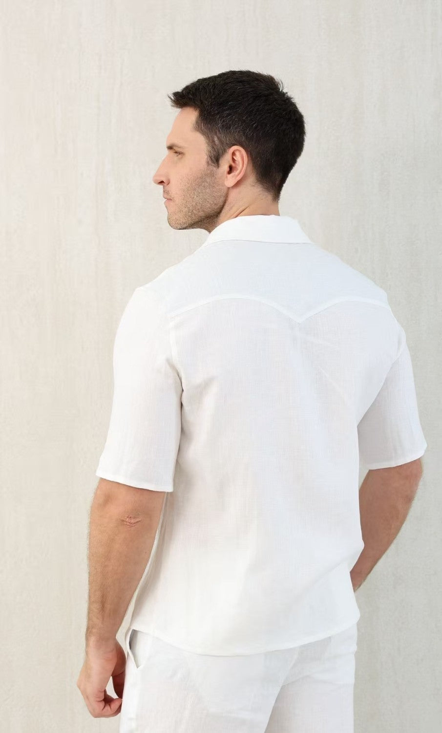 Brunello Cucinelli Men's Linen Loose Summer Single-Breasted Solid Color Lapel Short Sleeve Shirt Ngvp #1454