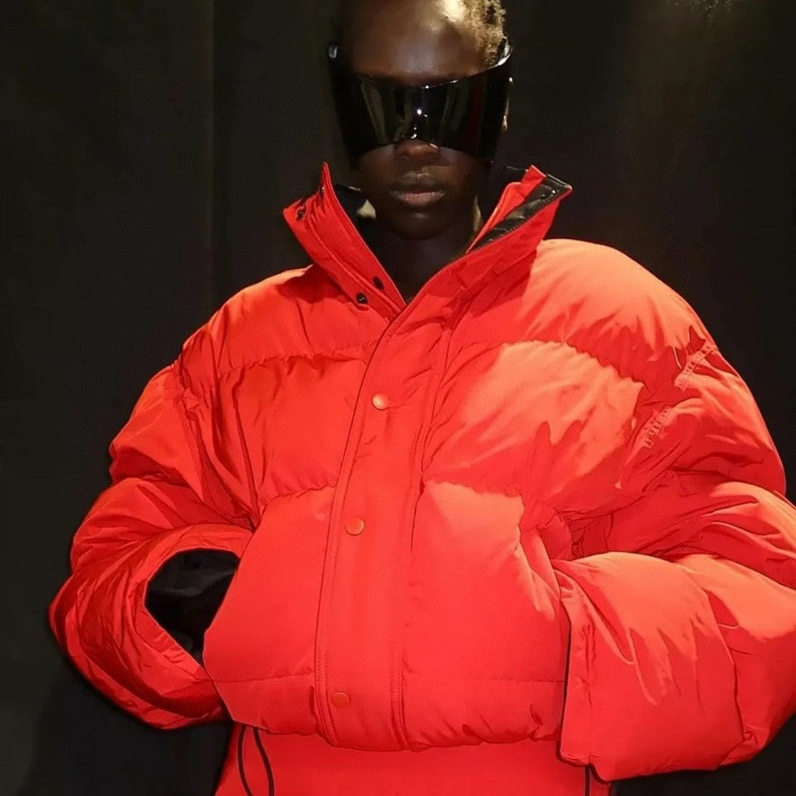 Balenciaga Men's And Women's Winter Retro Solid Color Reversible Loose Short Down Jacket Coat Ngvp #9731