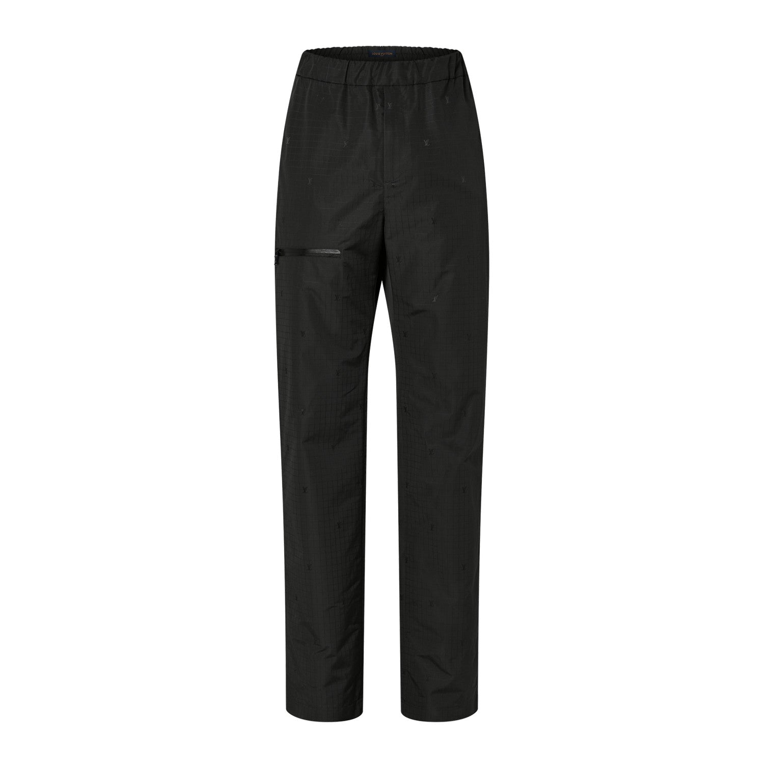 Louis Vuitton Men's Spring and Fall Black Dark Logo Print Elastic Waist Cotton Pants #72427