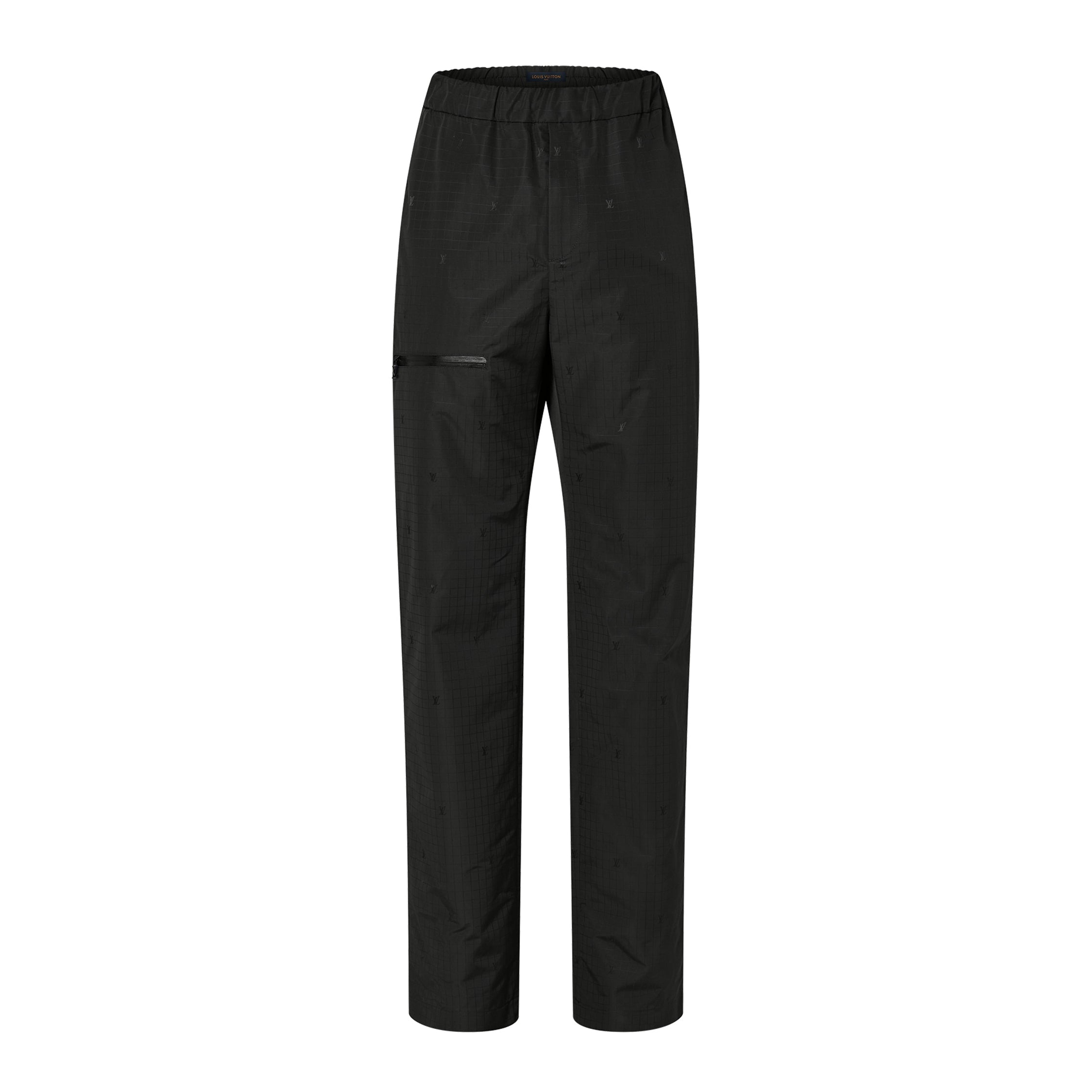 Louis Vuitton Men's Spring and Fall Black Dark Logo Print Elastic Waist Cotton Pants #72427