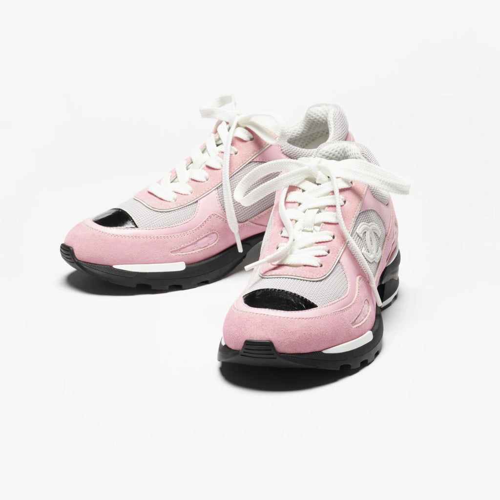 Chanel Women's Spring/fall Fashion Casual Round Toe Lace Up Chunky Heel Low Top Leather And Mesh Blend Sneakers Shoes #79316