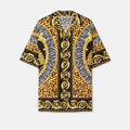 Versace Wild Cats Silk Lapel Shirt Shorts Set Men's Luxury Temperament Casual Single-breasted Shirt Elastic Waist Shorts Suit Set Ngvp #2444