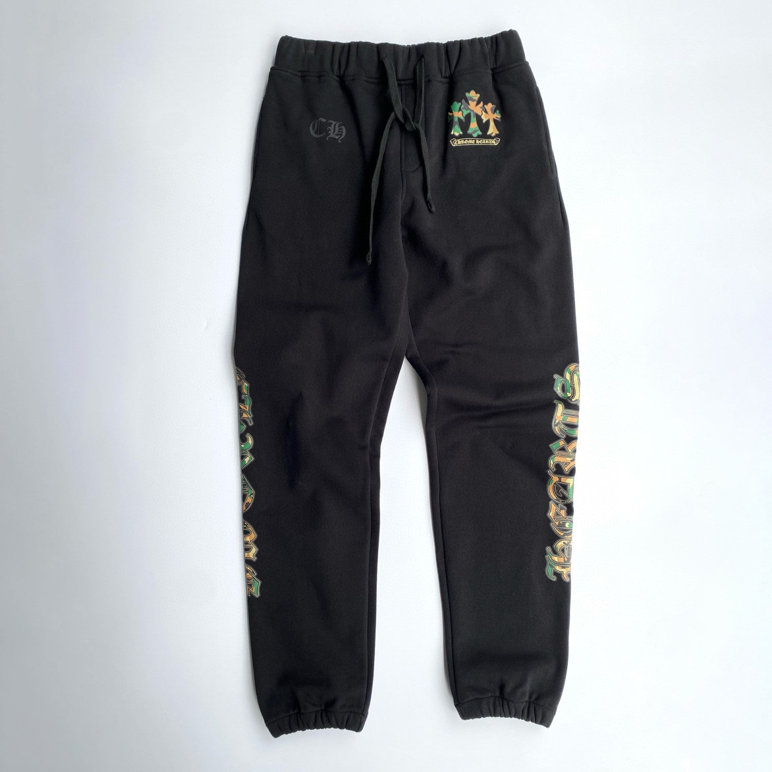 Chrome Hearts Men's Autumn Black Hooded Sweatshirt Pullover Casual Sweatpants Set Suit #97426