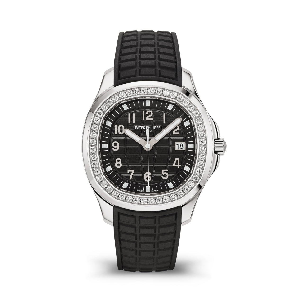 Patek Philippe Aquanaut Women's Quartz Movement Date Black Dial Stainless Steel Case Watch #97992