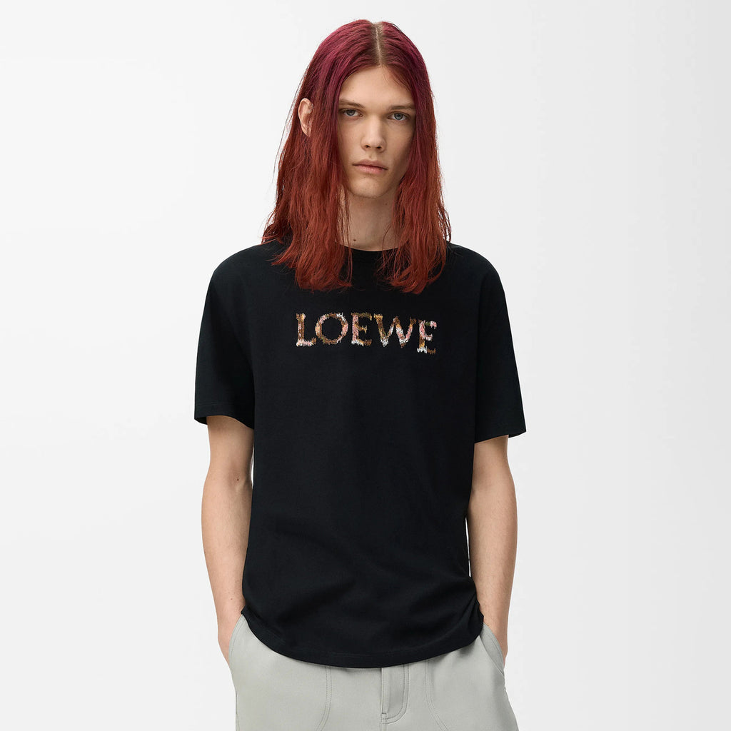 Loewe Men's And Women's Summer Embroidered Letter Print Round Neck Cotton Short Sleeved T-shirt #77249