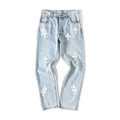 Chrome Hearts Light Blue Graffiti Jeans Pants #96564