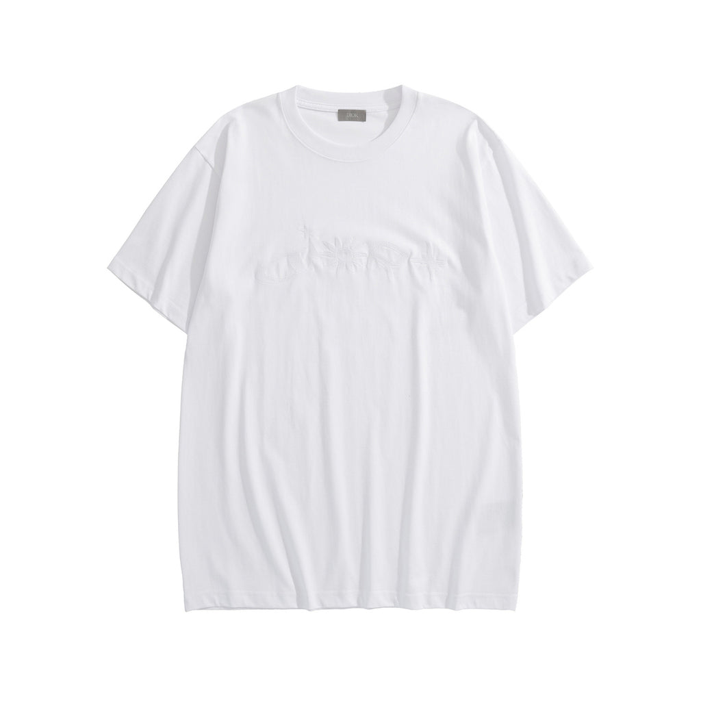 Dior Men's Summer Embroidered Print Solid Color Cotton Crew Neck Short Sleeve T-Shirt #77831