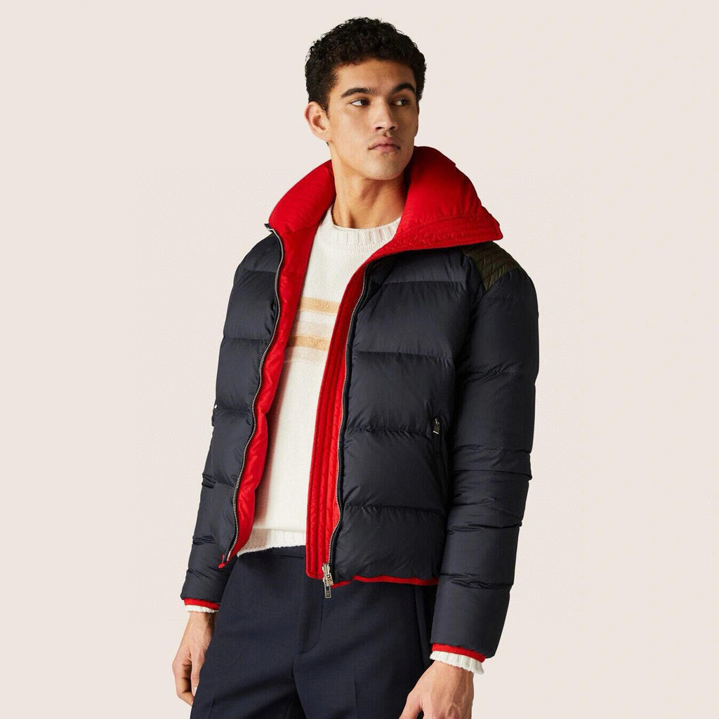 Loro Piana Men's Fall and Winter Colorblocking Lapel Reversible Zipper Long Sleeve Puffer Down Jacket #74426
