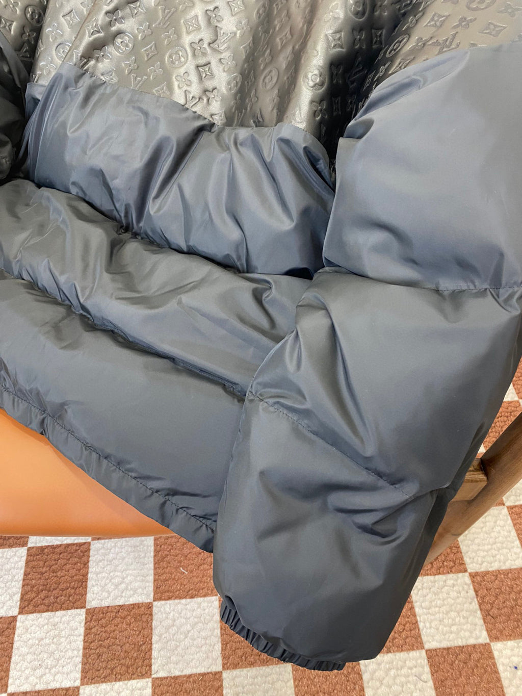 Louis Vuitton Patchwork Leather Puffer Down Jacket #96684