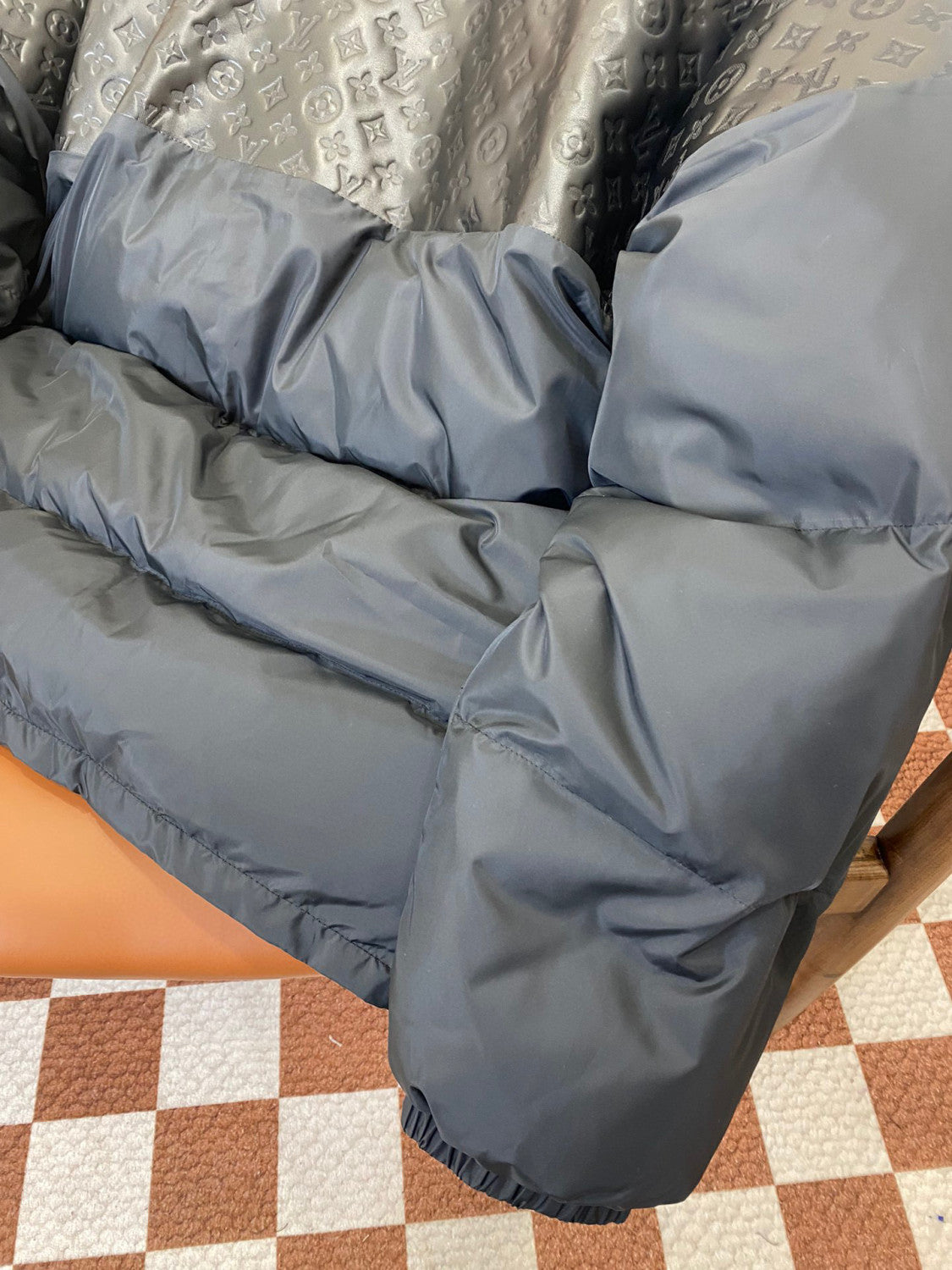 Louis Vuitton Patchwork Leather Puffer Down Jacket #96684
