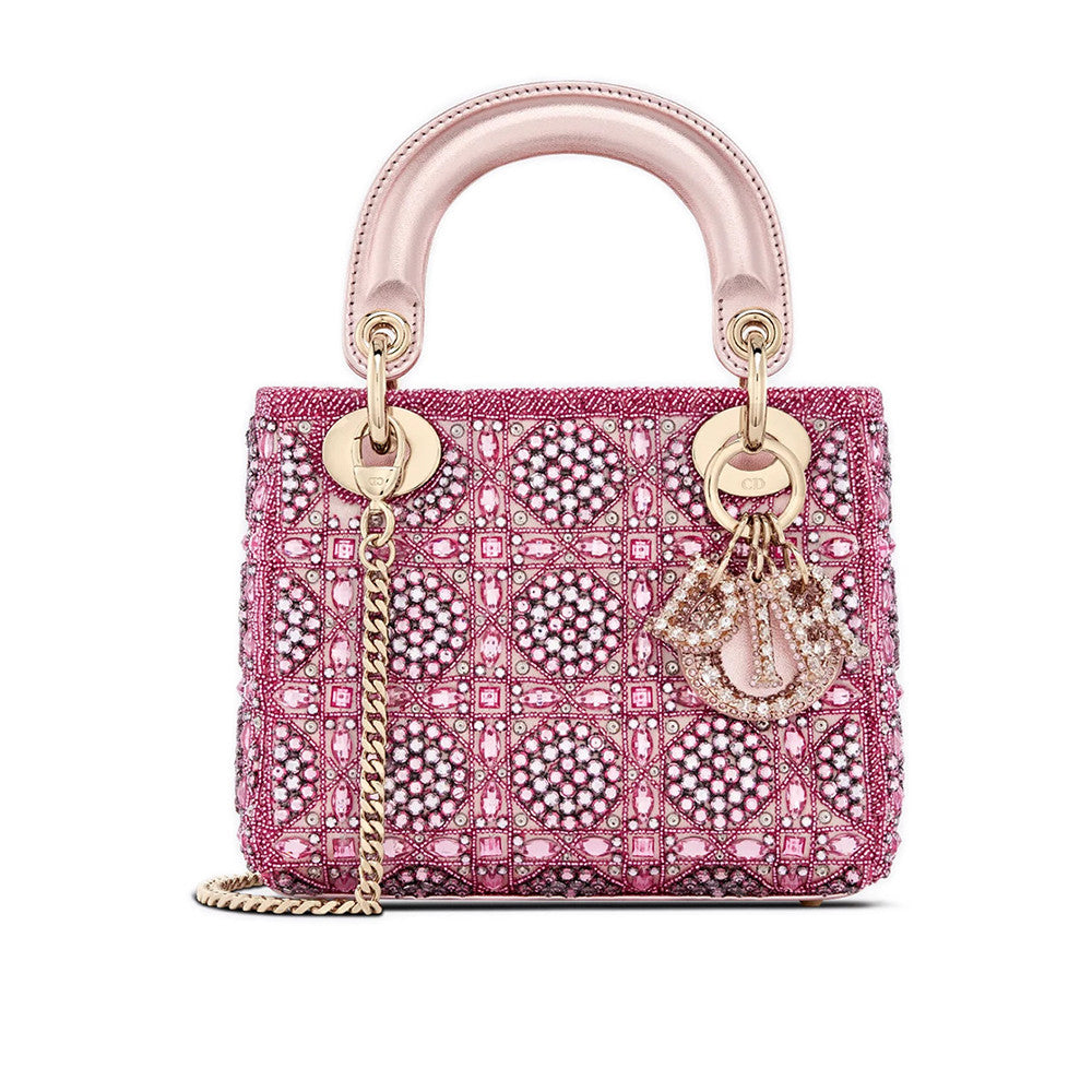 Dior Classic Diamond-quilted Embroidered Blue Metallic D.I.O.R. Charm Cowhide Leather Handle Clutch Crossbody Bag Princess Diana-style Bag Bags #196495