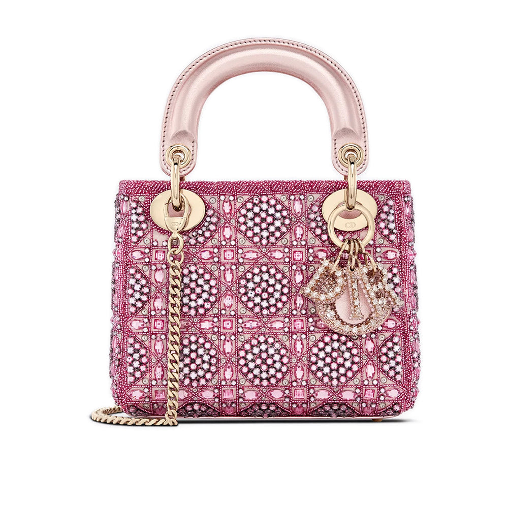 Dior Classic Diamond-quilted Embroidered Blue Metallic D.I.O.R. Charm Cowhide Leather Handle Clutch Crossbody Bag Princess Diana-style Bag Bags #196495
