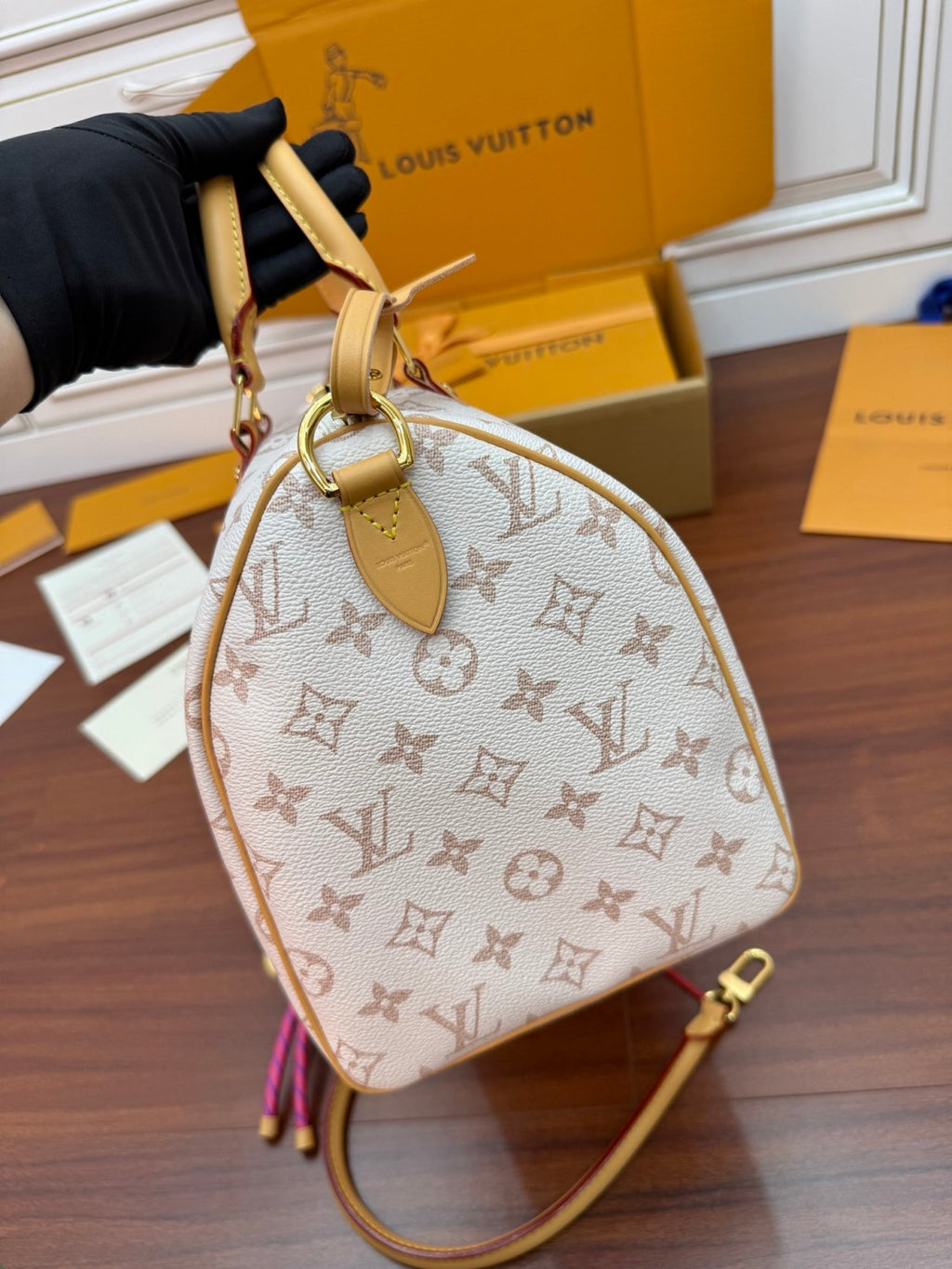 Louis Vuitton SPEEDY SOFT 30 LUCKY Women's Fashion Classic Logo Print Coated Canvas Shoulder Bag Handbag Crossbody Bag Bags M15108 #78412