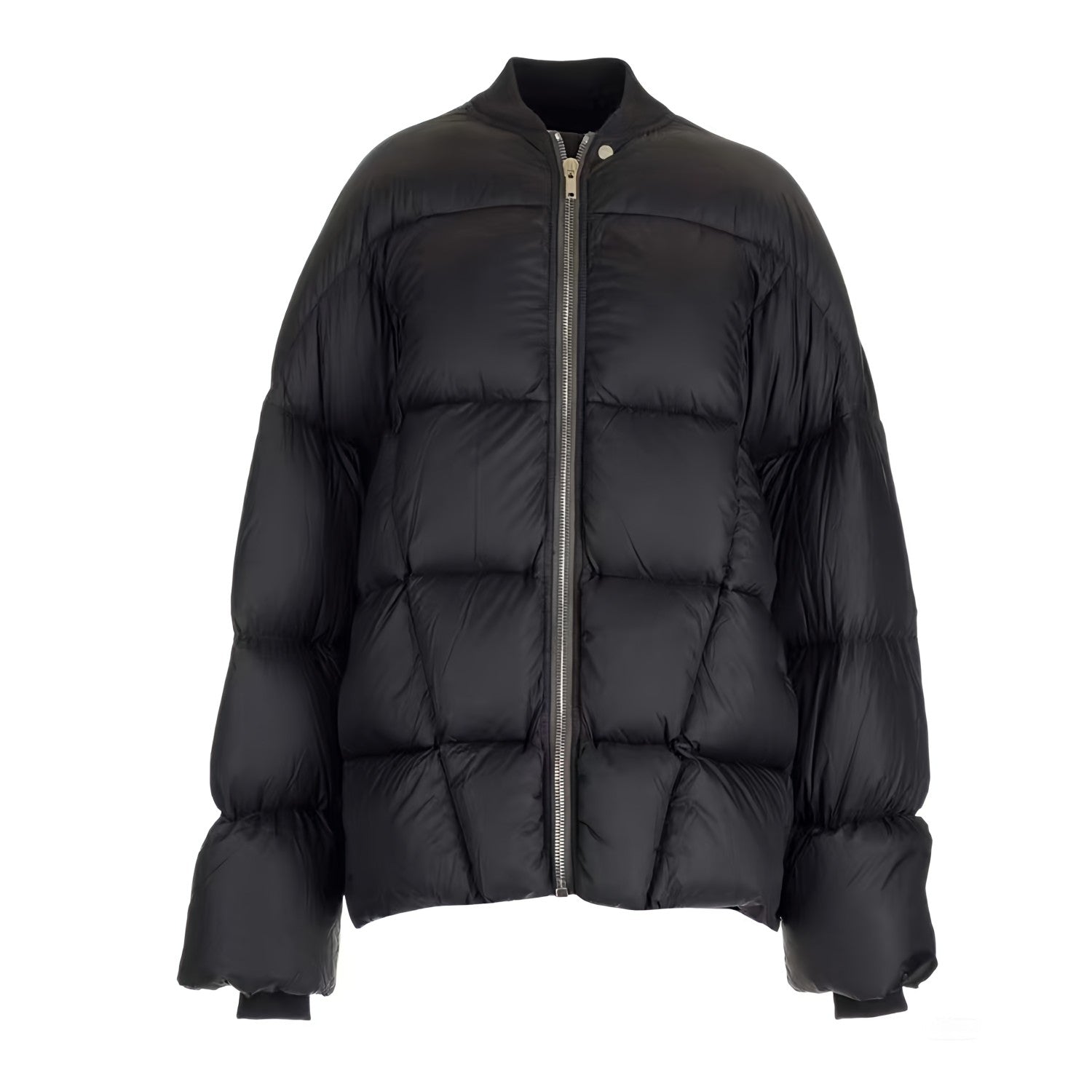 Rick Owens Men's And Women's Fall And Winter Quilted Line Design Simple Loose Thickened Down Jacket Jacket Zipper Black Seko Trend Oversized Jacket Ngvp #2611