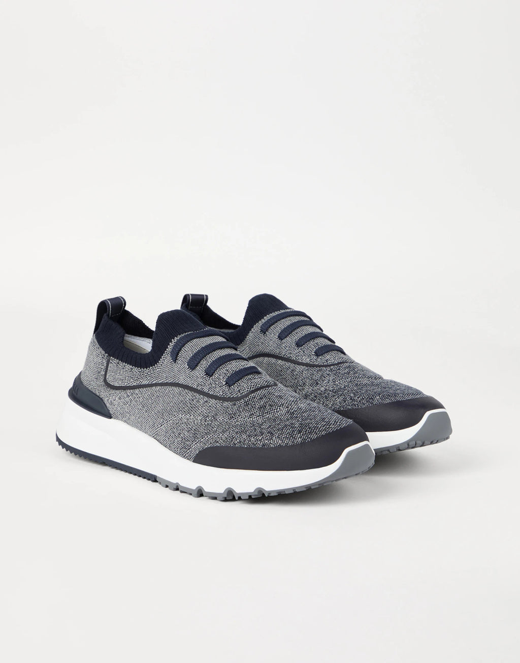Brunello Cucinelli Men's Four-Season Techno Cotton Knit Runners With Heat-Bonded Details Solid-Color Low-Top Thick-Sole Sneakers Casual Shoes Ngvp #2712