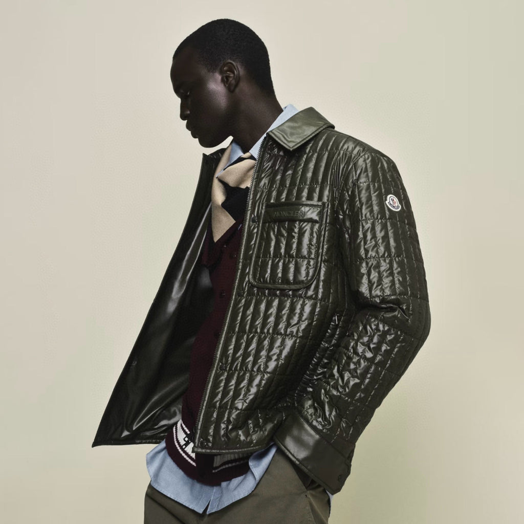 Moncler Men's Winter Fashion Casual Lapel Zipper Minimalist Vertical Quilted Lightweight Cotton Outerwear  Jacket #79317