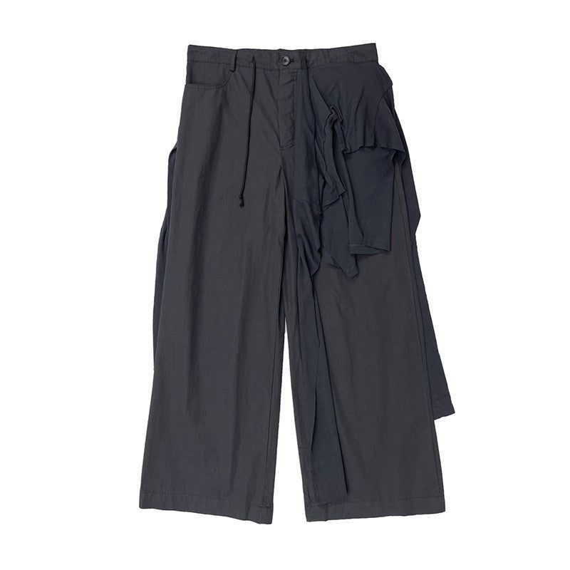 Raf Simons Men's Four Seasons Solid Color Splicing Do Old Loose Wide-Leg Pants Cotton Casual Straight Pants Ngvp #1664