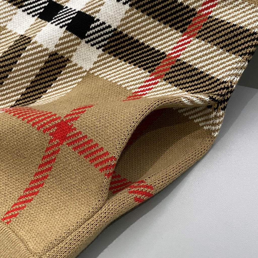 Burberry Check Cotton Jacquard Hoodie Plaid Sweatshirt Pullover #96325