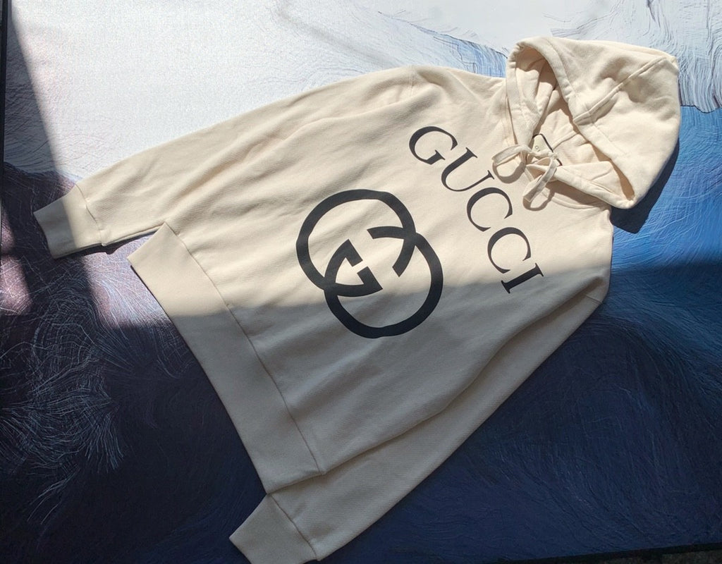 Gucci Men's Spring And Autumn Cotton Logo Printed Solid Color High Street Style Fitted Long Sleeve Hooded Sweatshirt #71448