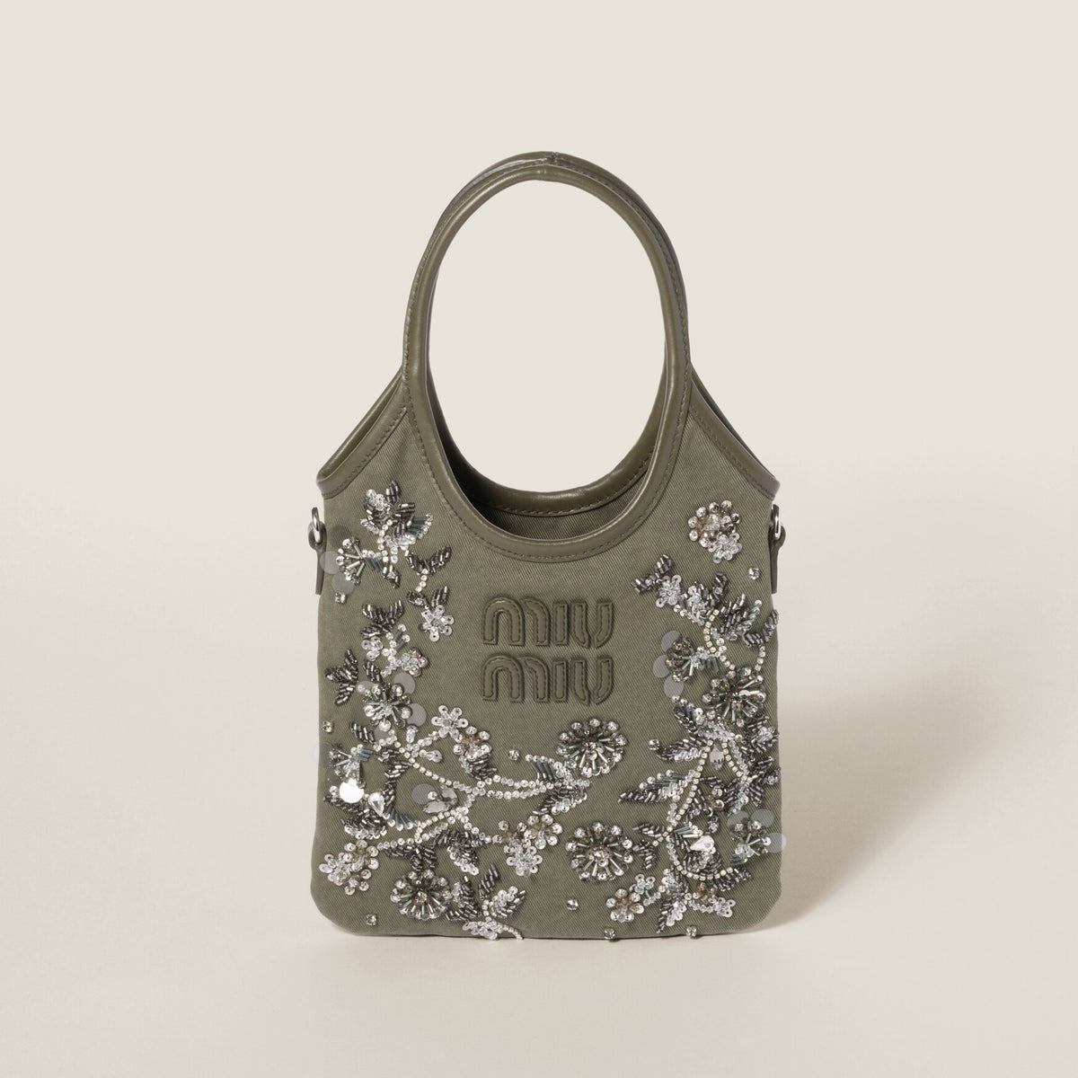 MiuMiu IVY Women's Solid Colour Floral Embroidery Steel Hardware Accessories Cotton Shoulder Crossbody Handbag Bag Bags #76742