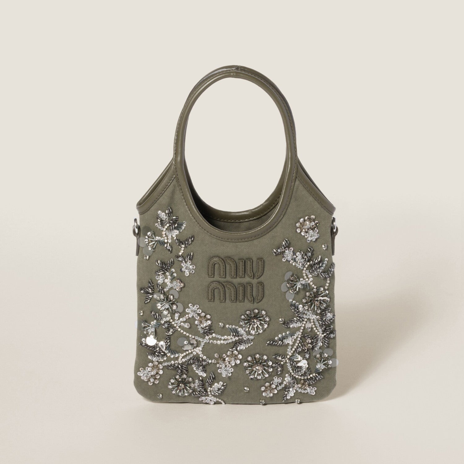MiuMiu IVY Women's Solid Colour Floral Embroidery Steel Hardware Accessories Cotton Shoulder Crossbody Handbag Bag Bags #76742
