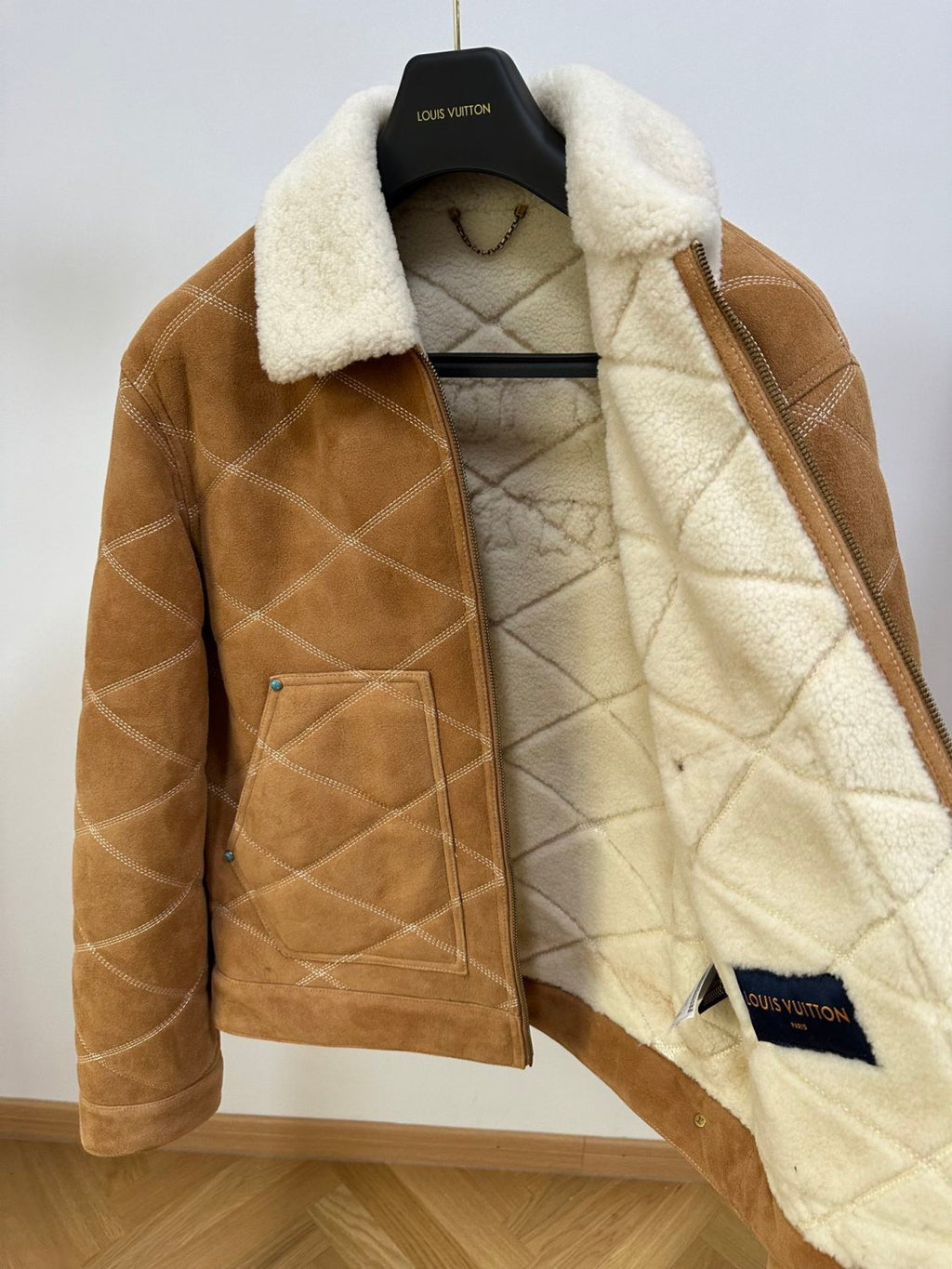 Louis Vuitton Men's Winter Logo Embroidery Wool Lapel Zipper Long Sleeve Jacket #73553