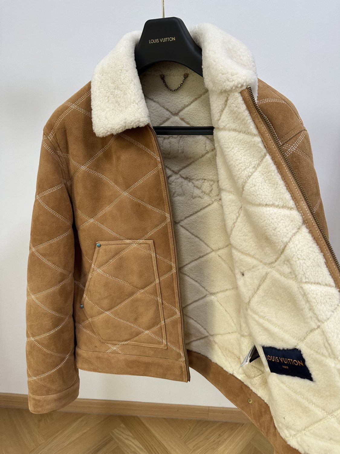 Louis Vuitton Men's Winter Logo Embroidery Wool Lapel Zipper Long Sleeve Jacket #73553