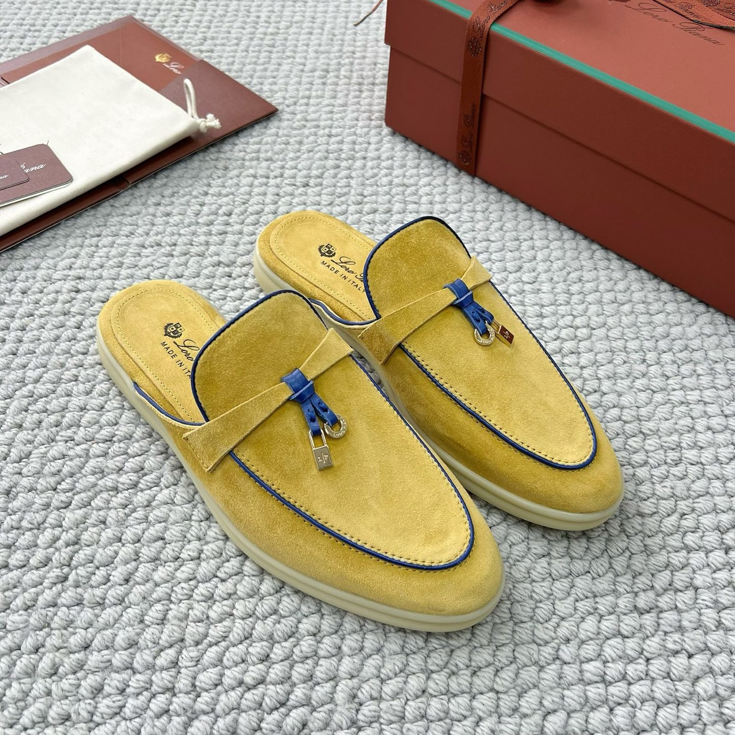 Loro Piana Women's Summer Solid Color Suede Simple Comfortable Rubber Bottom Baotou Slippers Shoes #76545