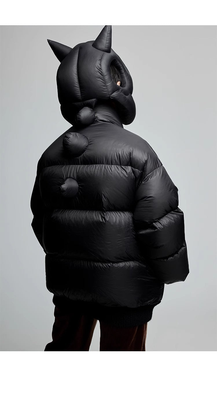 Kid's Autumn And Winter Solid Color Long Sleeve Stereoscopic Dinosaur Shaped Hat Puffer Down Jacket #31325