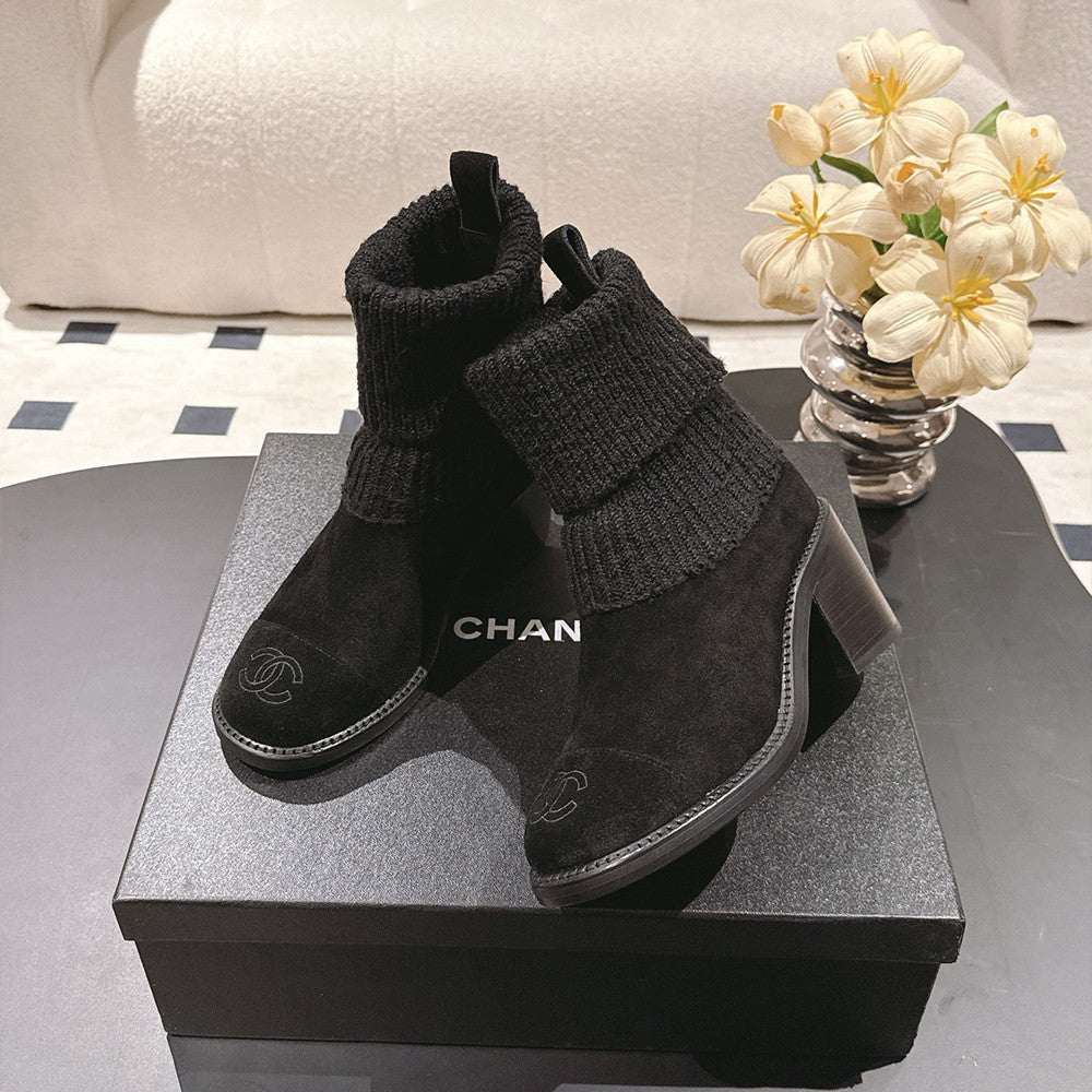 Chanel Knitted Socks High Heel Boots #335028