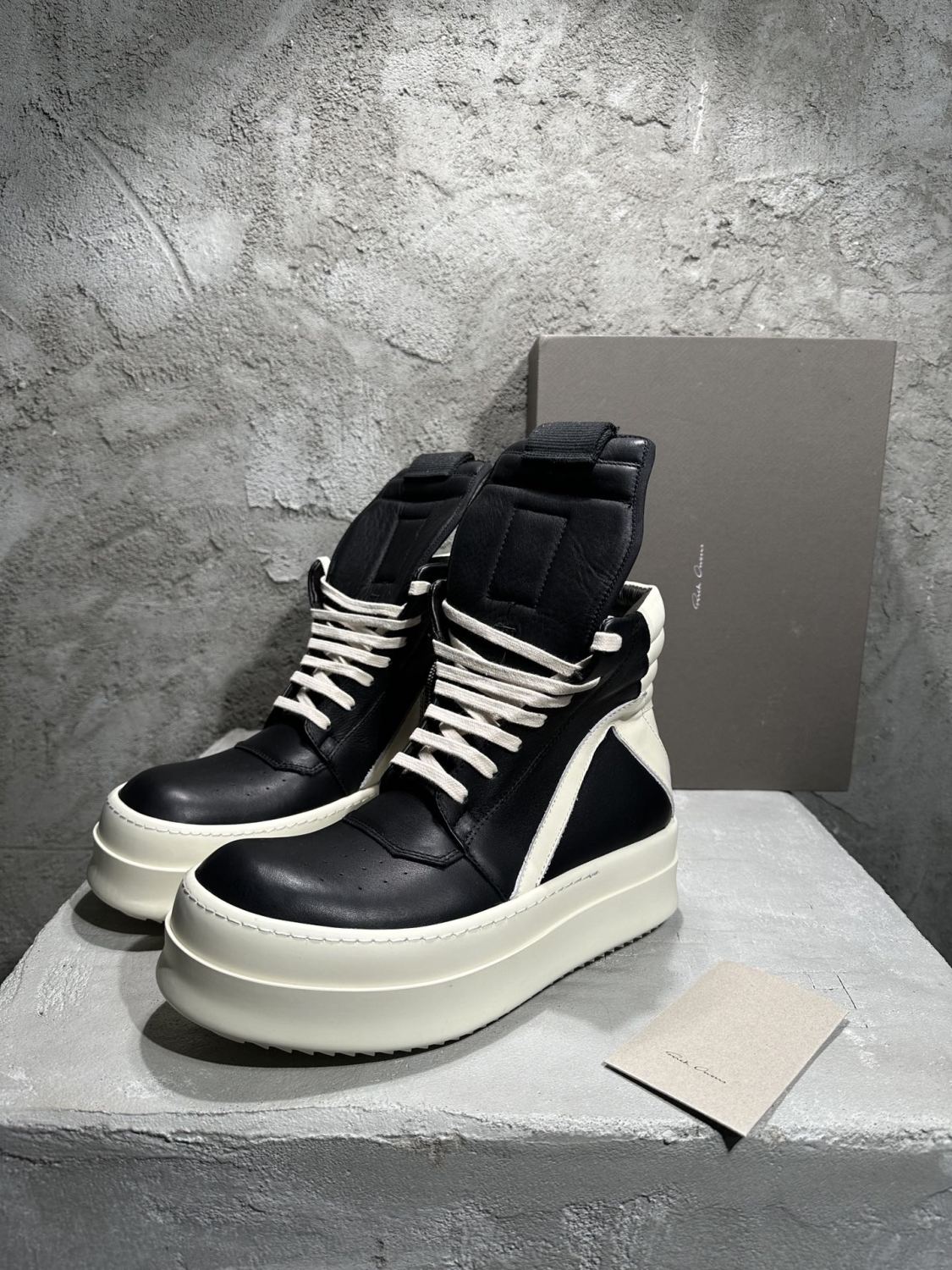 Rick Owens Men's And Women's Fall/winter Fashion Casual Round Toe Lace Up High Top Thick Sole Side Zip Sneakers Shoes #79252